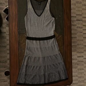 Ann Taylor Black and White Pleated Mini Sundress